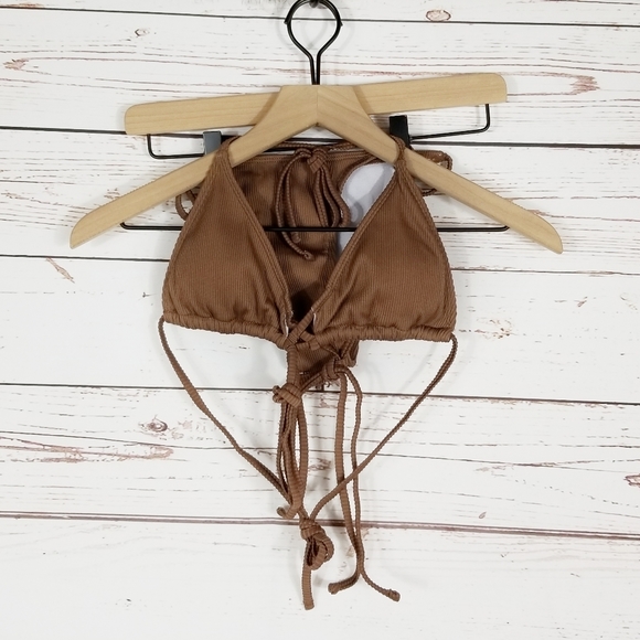 Shein | Brown Ribbed Crisscross Thong Bikini Set NEW - Picture 2 of 9